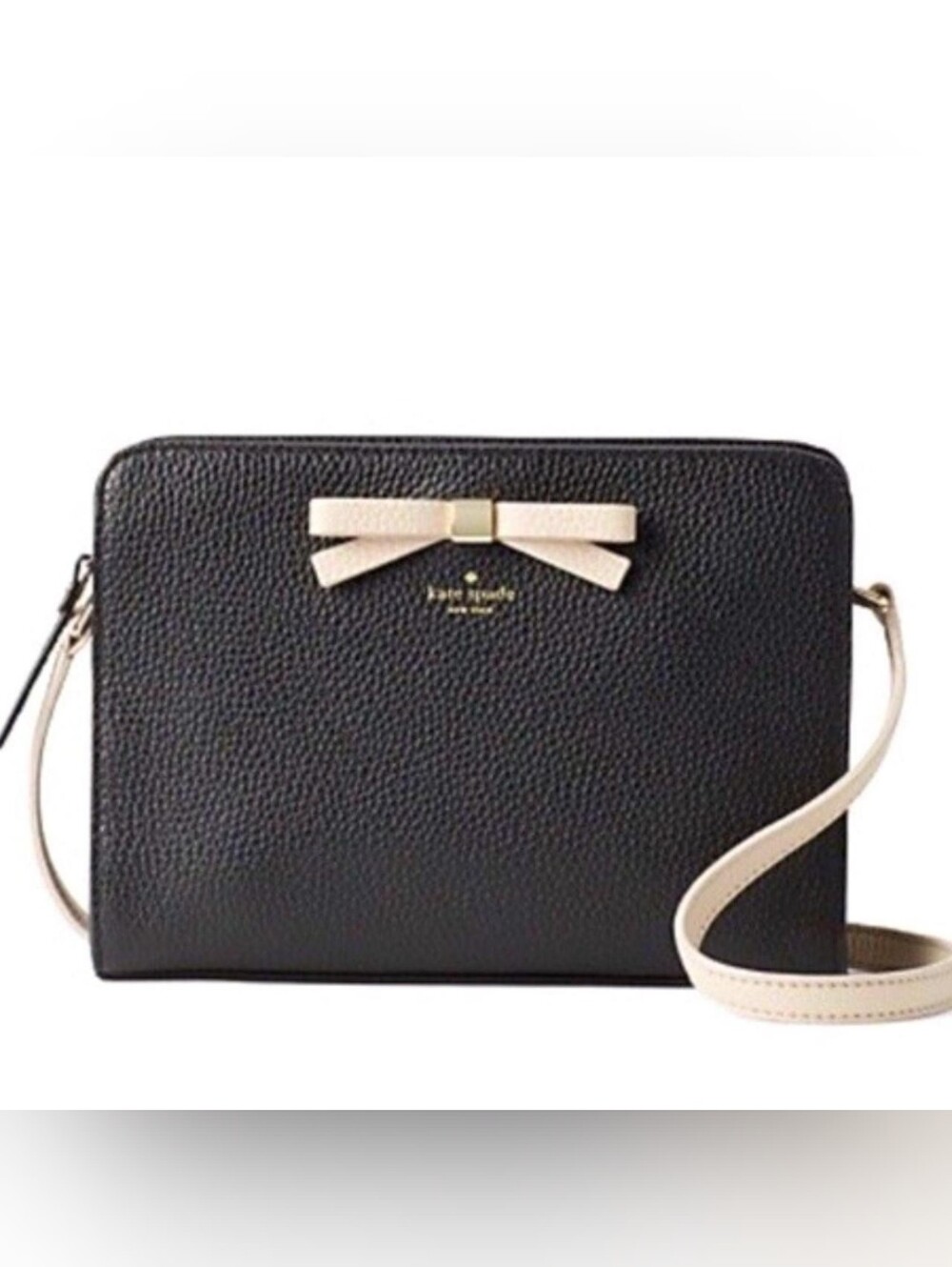 Kate Spade Black Leather w/ Bow Henderson Street Fannie Crossbody EUC